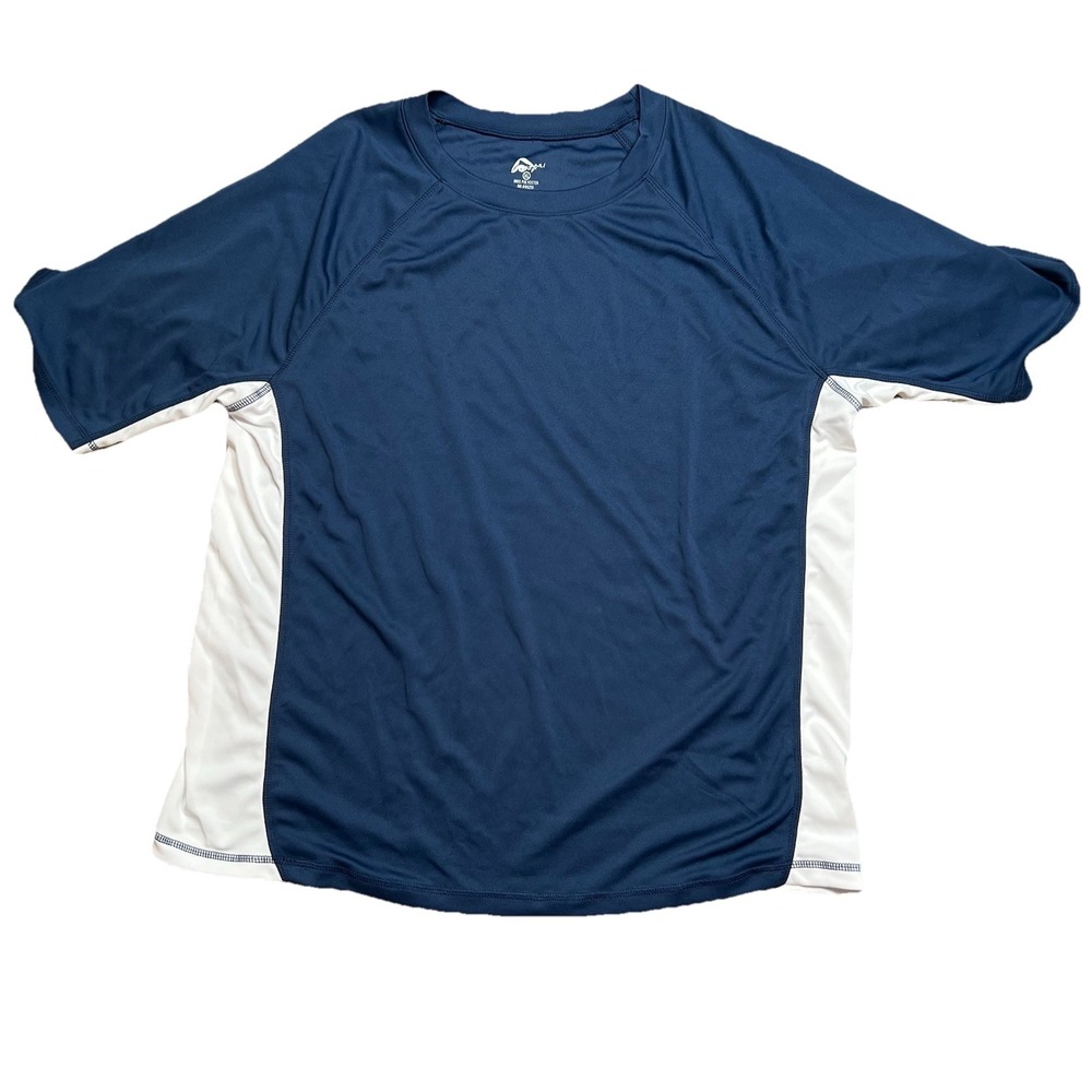 OKANU Men'sXL‎ Blue And White Surf Short Sleeve Shirt 100% Polyester
